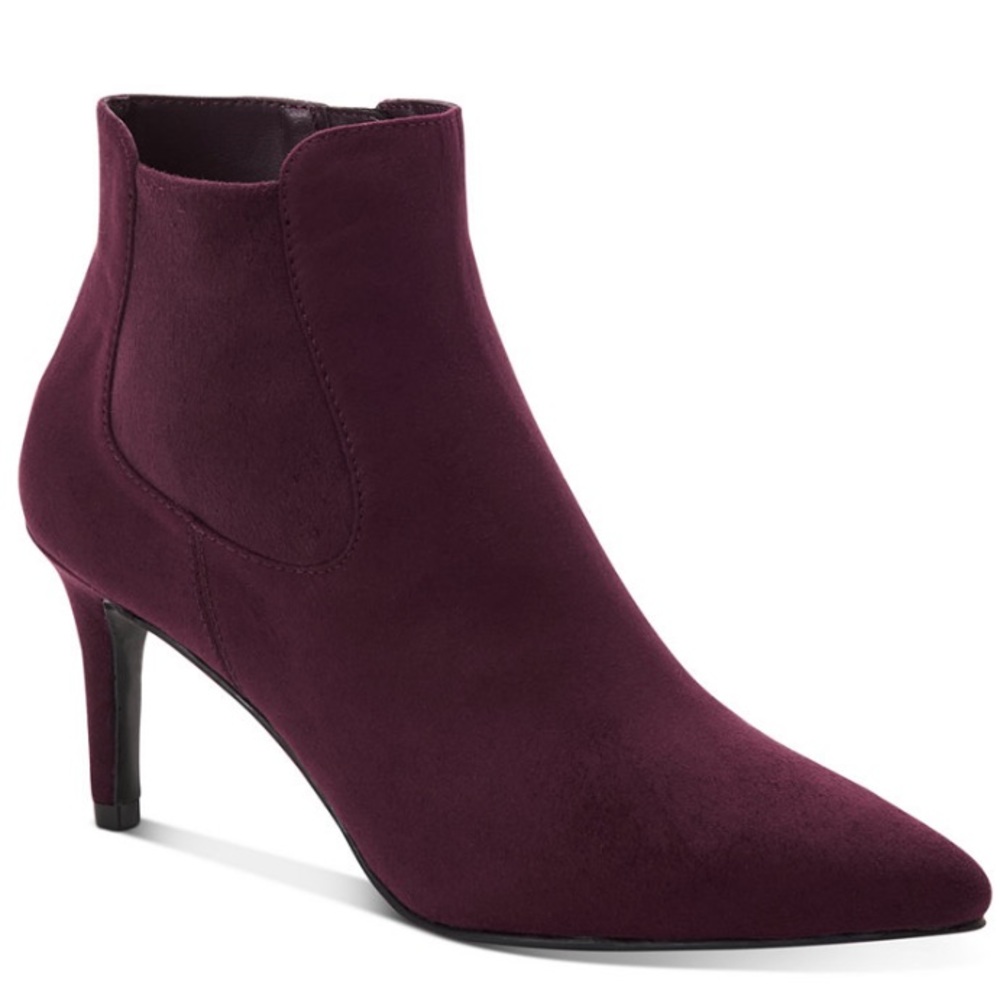ALFANI Dress Booties Pointed Toe Berry 3” Heel New in Box